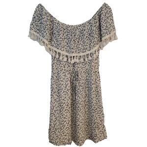 Paper Crane Blue Floral Off Shoulder Dress